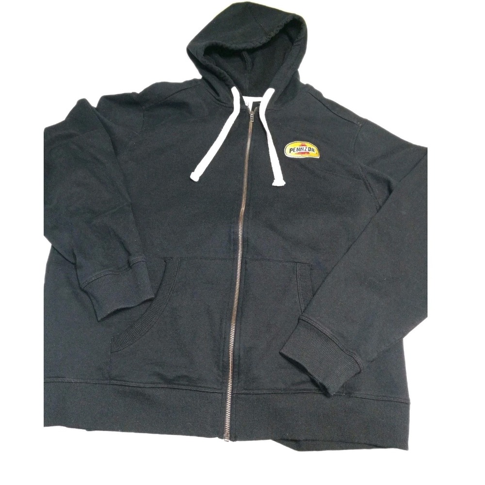 Pennzoil Racing Oil Logo Hoodie XL Black Full Zip Sweatshirt Mens